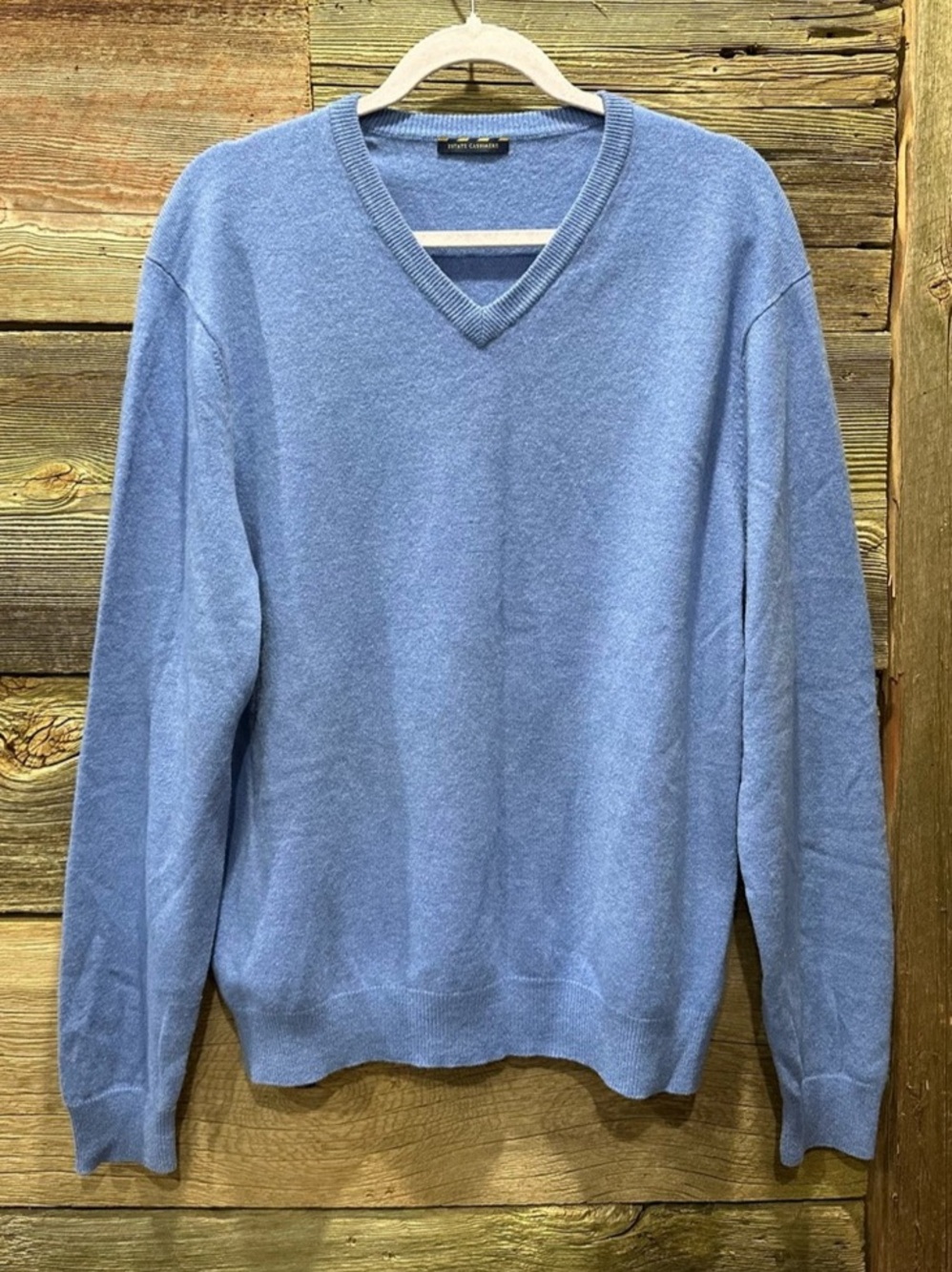 NWOT Club Room Estate Cashmere Sky Blue V-Neck Sweater L